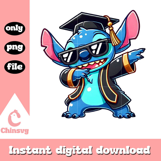 Stitch chibi day graduation png, cartoon stitch disney png