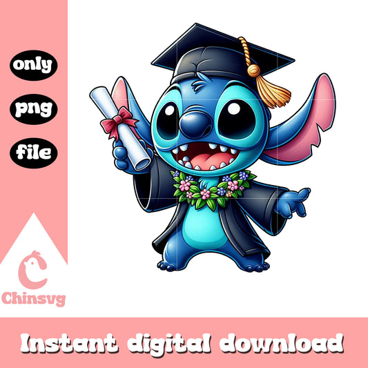 Stitch chibi graduation png, lilo and stitch cartoon png