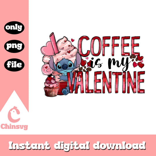 Stitch coffee cream valentine png, stitch valentines day​​ png