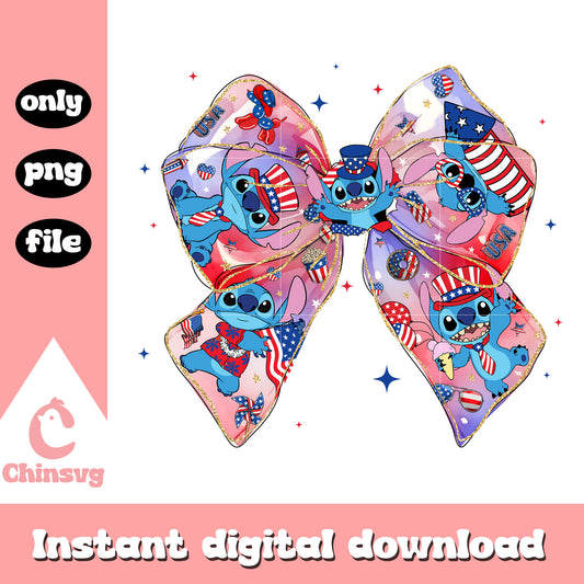 Stitch coquette bow png, Stitch coquette bow gradient png