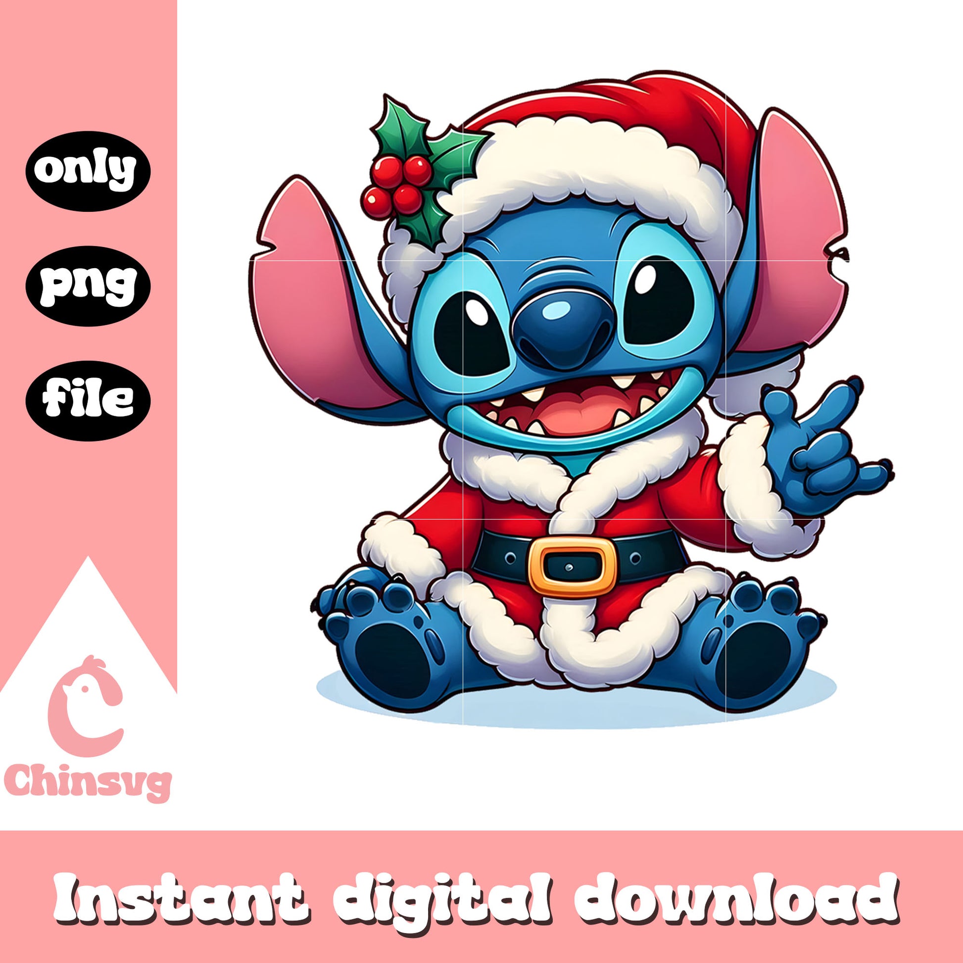 Stitch cosplay santa claus design png, merry christmas png