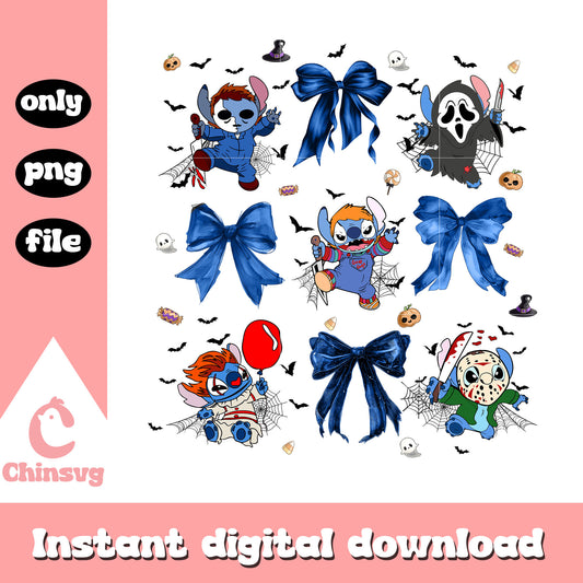 Stitch costume horror bow png, stitch costume halloween png