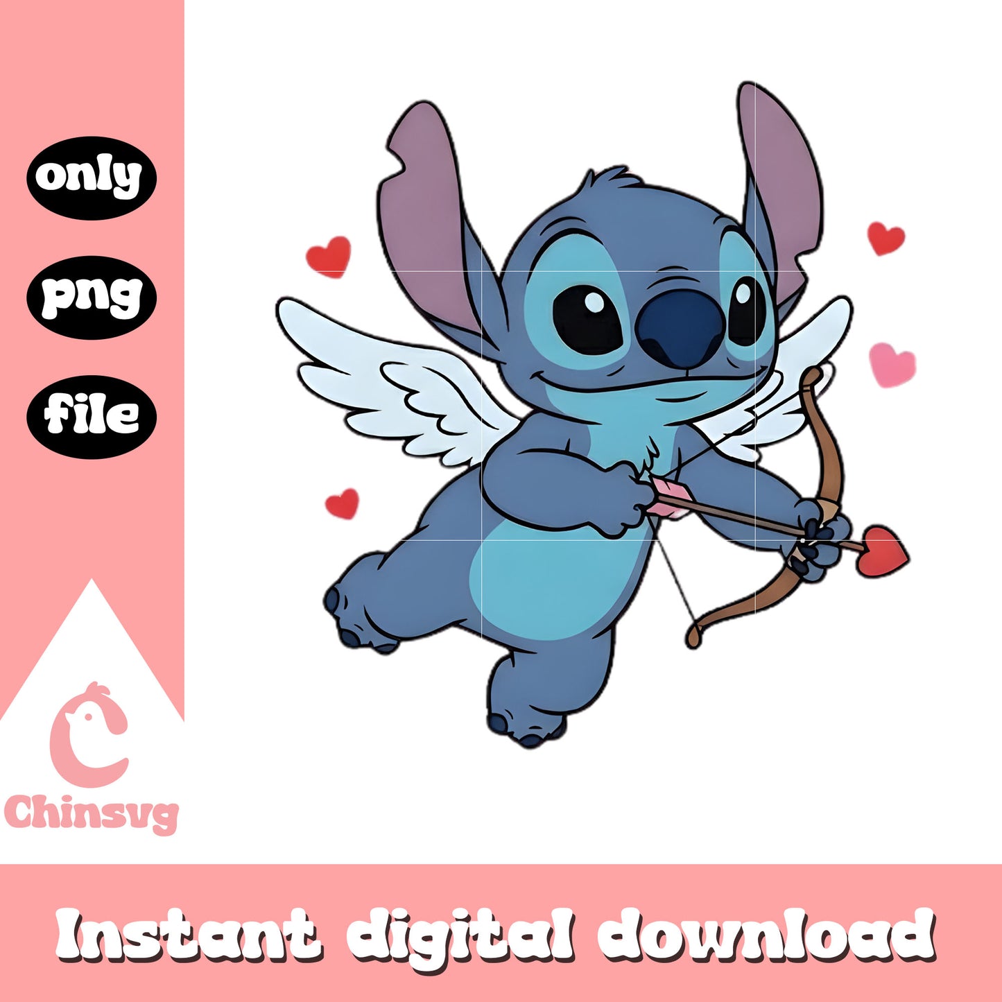 Stitch custom cupid valentine png, stitch valentines day png