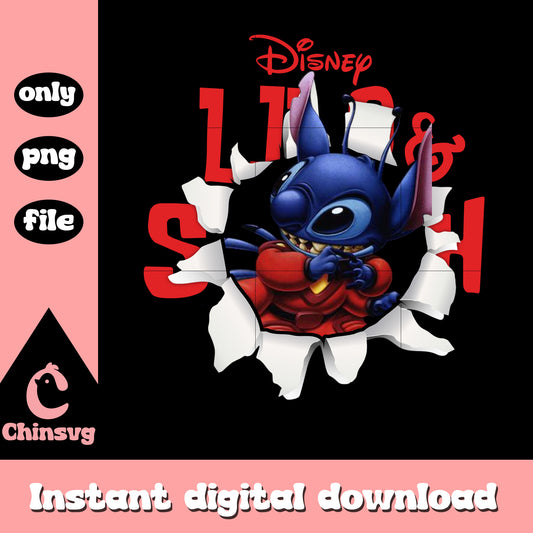 Stitch cute break paper png, disney lilo and stitch png