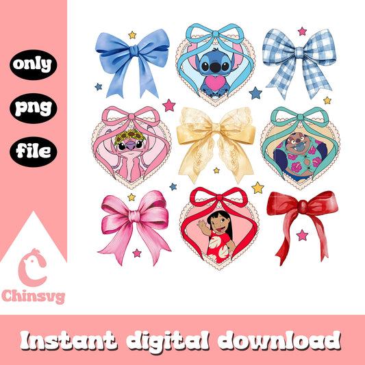 Stitch disney bow tie cute color png, stitch and bow png