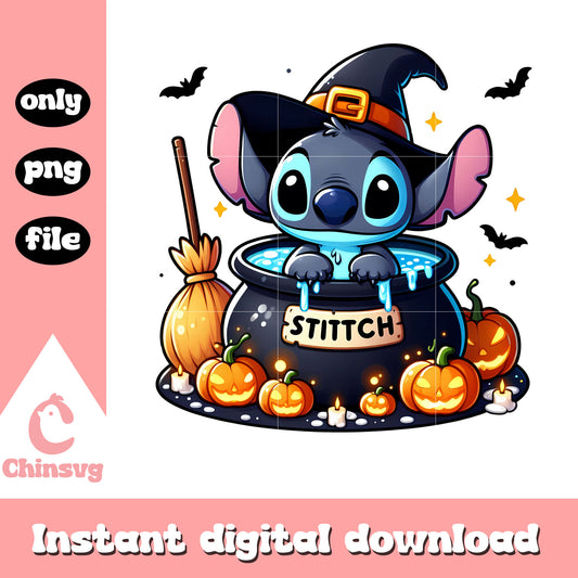 Stitch disney character witch png, stitch halloween png