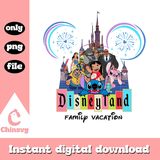 Stitch disneyland family vacation design png, mickey mouse ears png