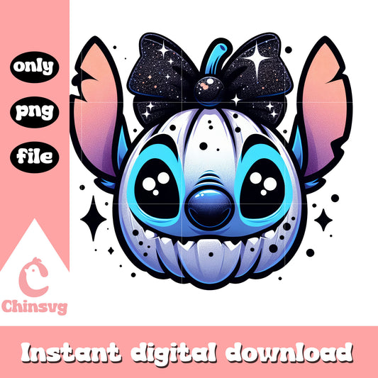 Stitch face coquette bow halloween vibes design png, halloween png