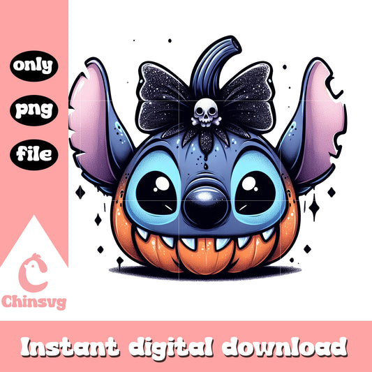 Stitch face mix pumpkin halloween png, halloween stitch png