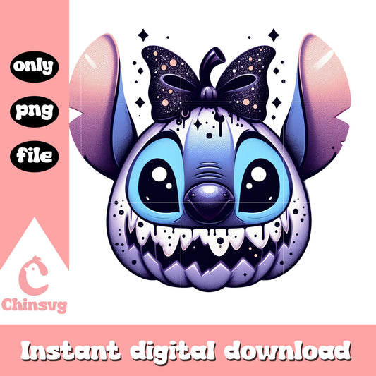 Stitch face mix pumpkin halloween vibes png, disney stitch png
