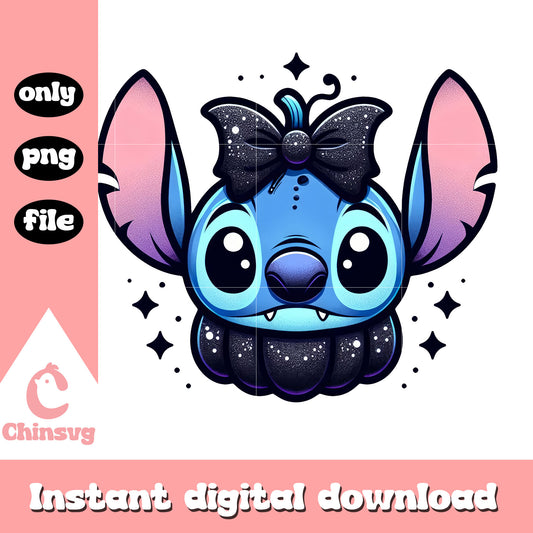 Stitch face pumpkin halloween vibes png, disney stitch movie png