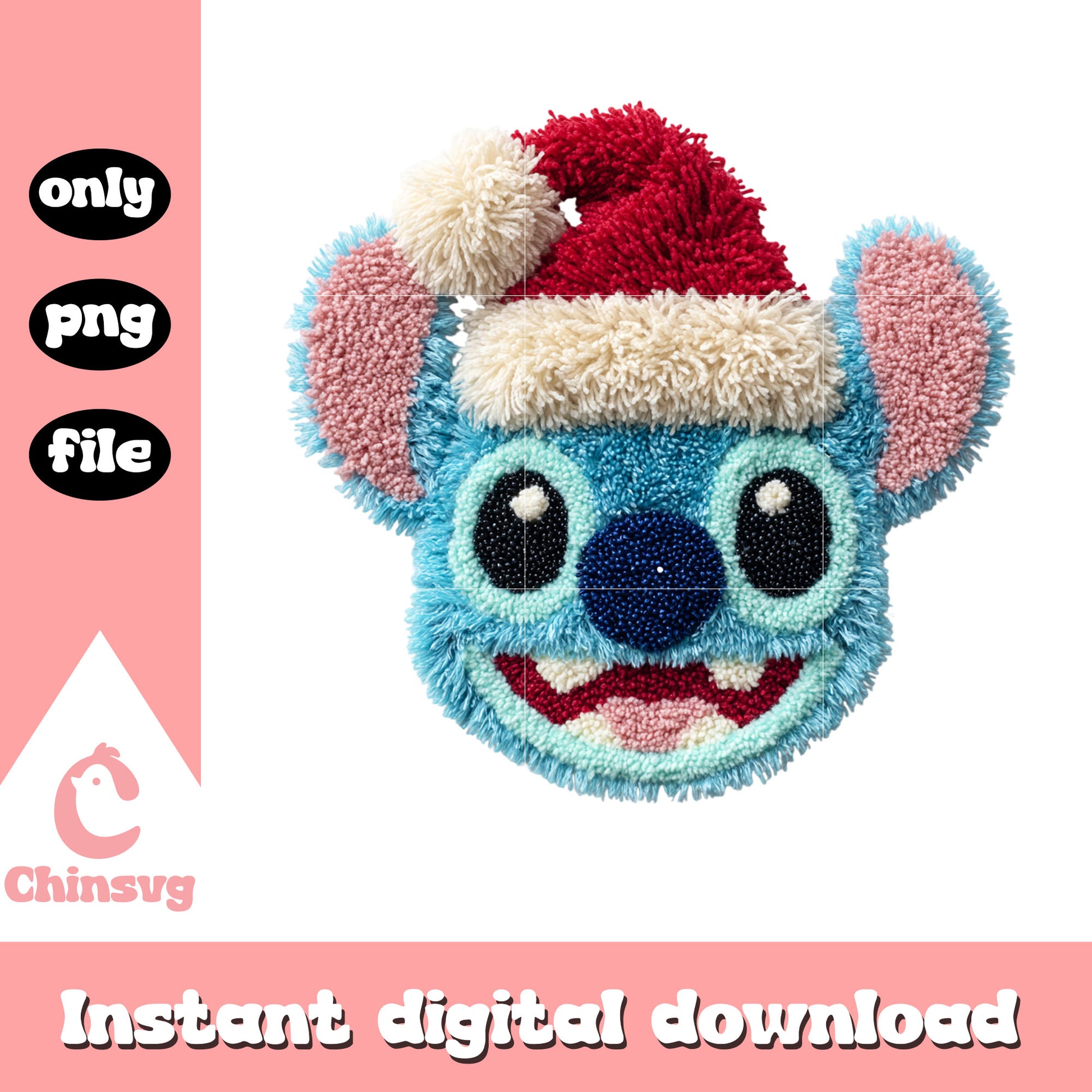 Stitch face yarn crochet design png, stitch disney png