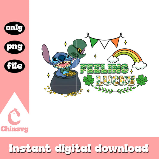 Stitch feeling lucky png, disney characters png, patrick png