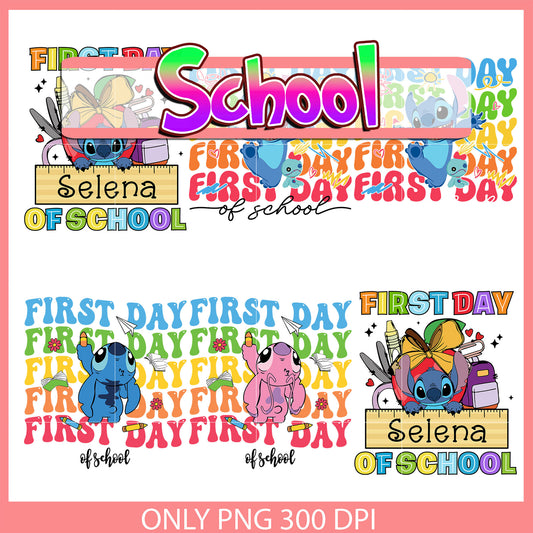 Stitch first day of school bundle png, first day of school png