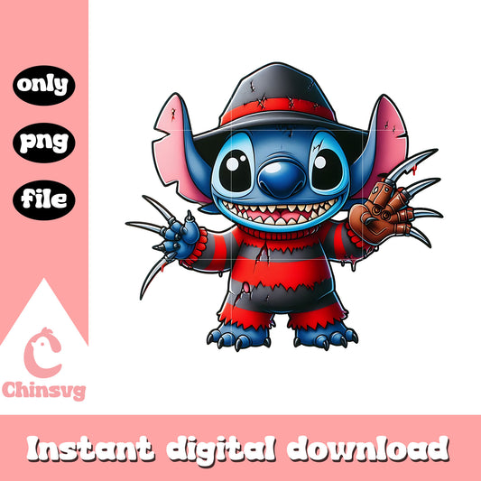 Stitch freddy krueger halloween design png, stitch freddy krueger png