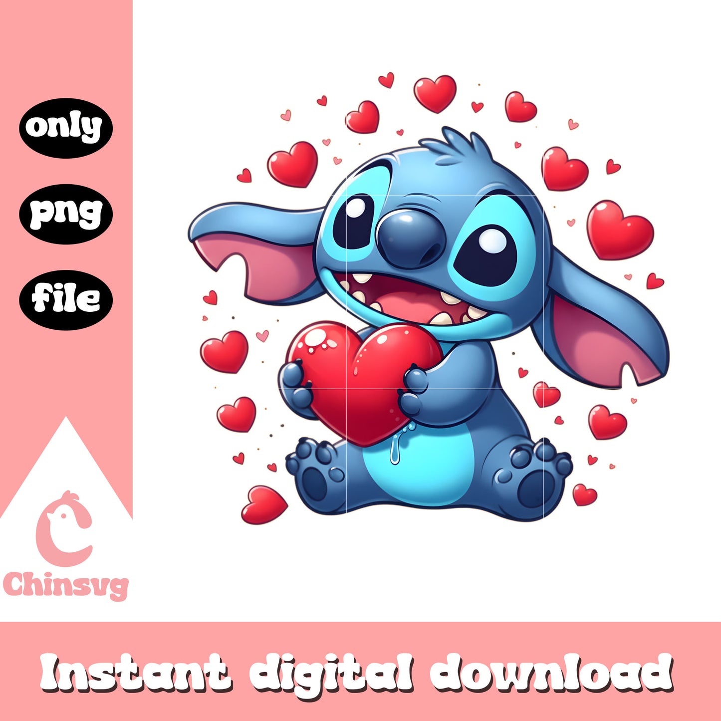 Stitch funny valentine hearts png, stitch valentine​​​ png