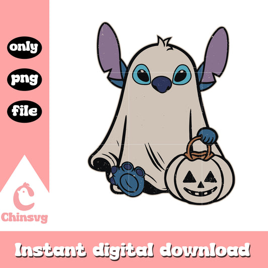 Stitch ghost halloween costume png, spooky ghost png,  happy halloween png
