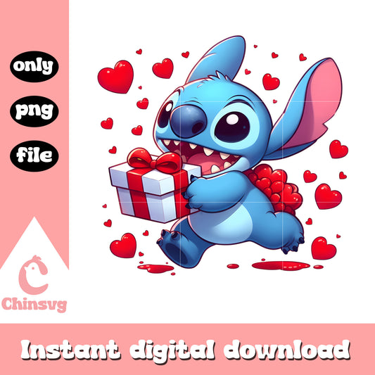Stitch gifts hearts valentine png, stitch valentine​ png