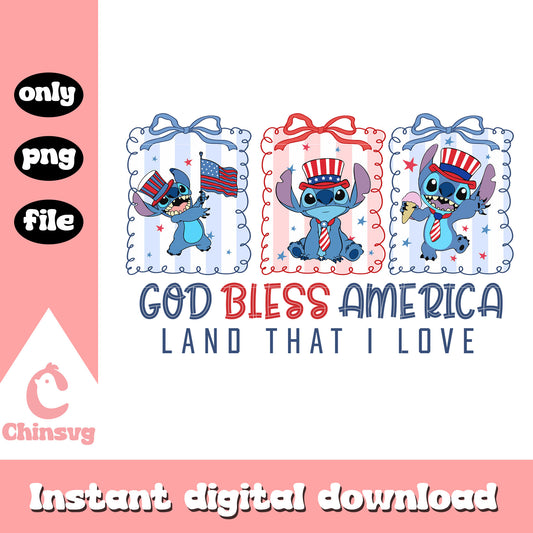 Stitch god bless america land that i love png, Stitch frame png