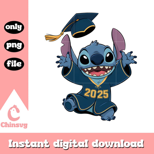 Stitch graduation 2025 jumping png, stitch and lilo cartoon png