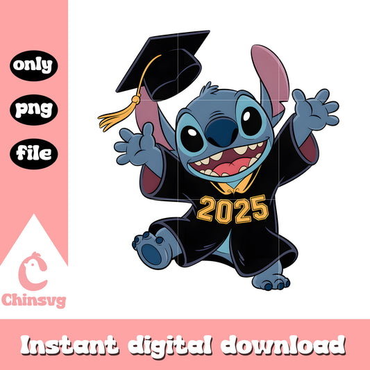 Stitch graduation 2025 toss hat png, Stitch graduation jumping png