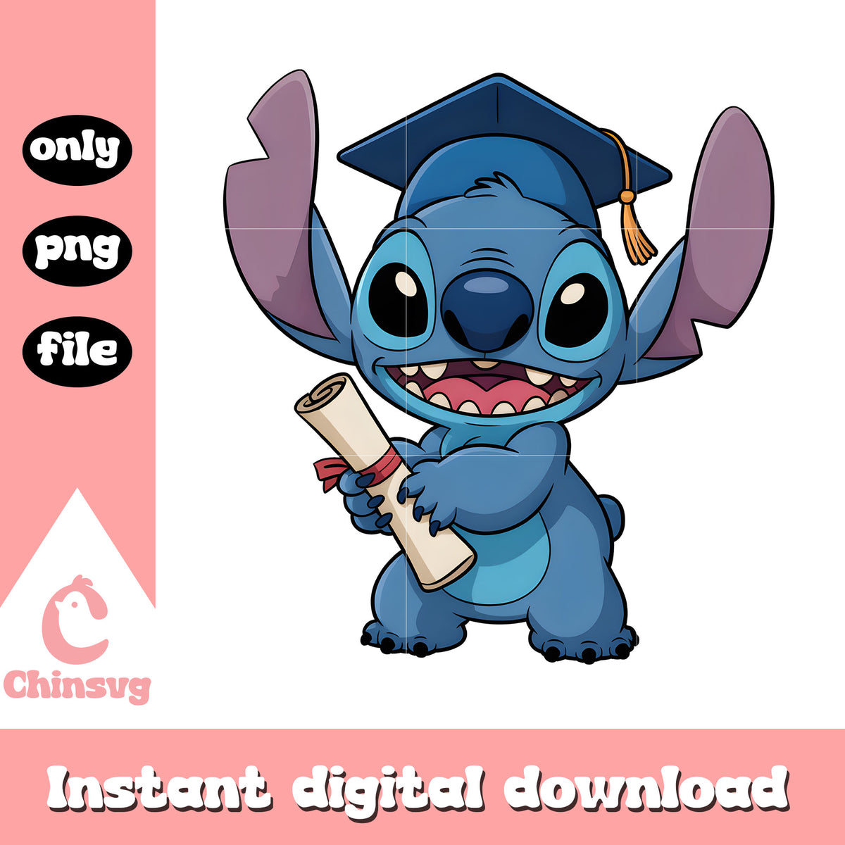 Stitch graduation certificate standing png, stitch graduation cap png ...