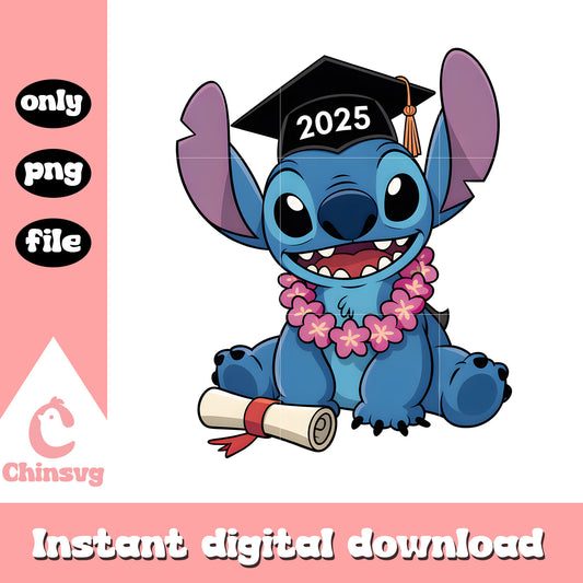 Stitch graduation certificate wreath png, lilo and stitch png