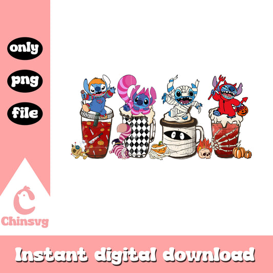 Stitch halloween costume latte png, Stitch halloween cheshire cat png