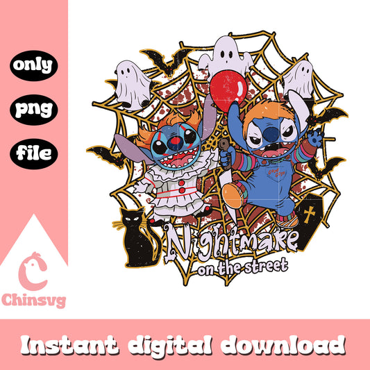 Stitch halloween nightmare on the main street png, stitch movie png