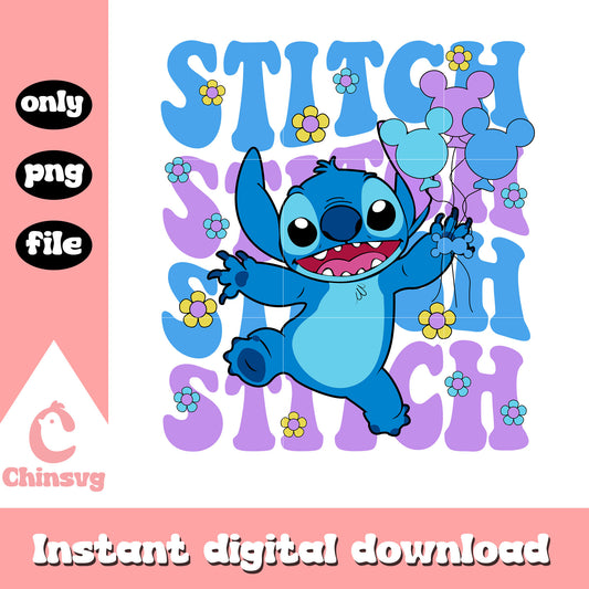 Stitch hand holding balloon png, disney lilo stitch​ png