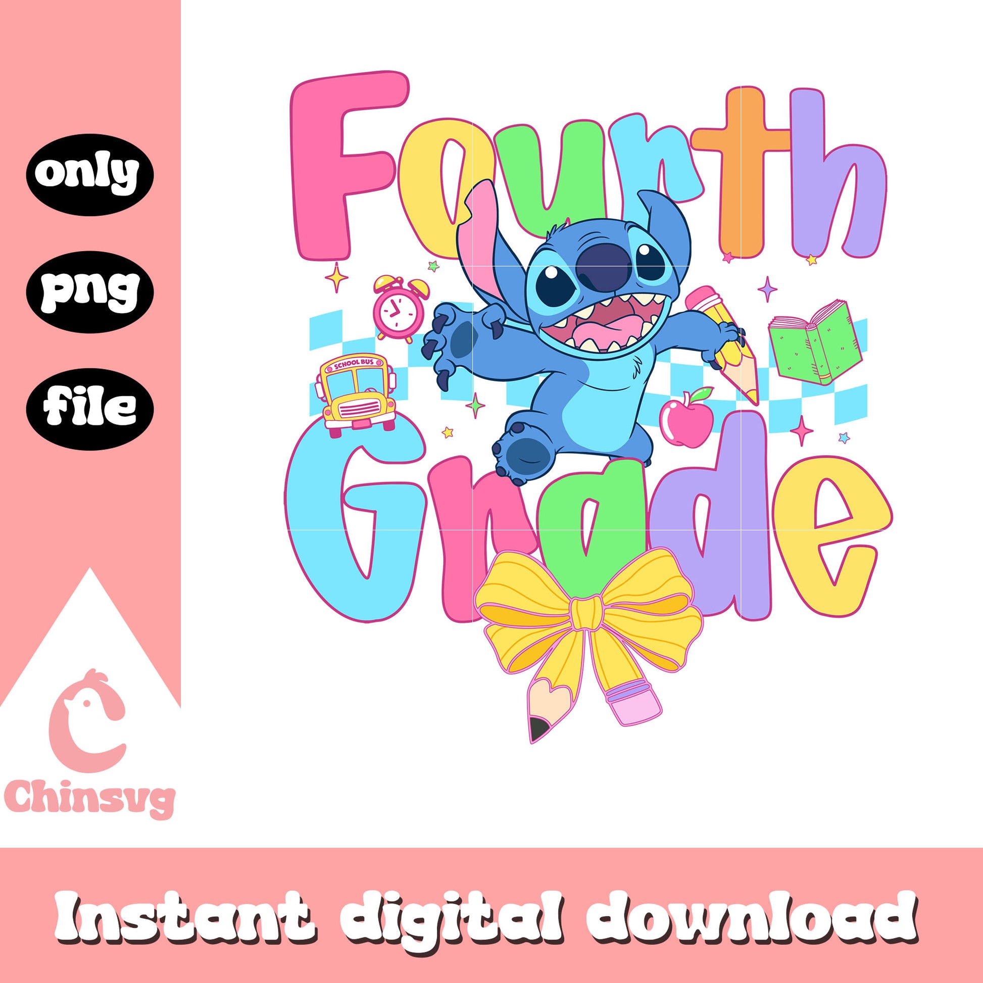 Stitch happy fourth grade design png, stitch and lilo movie png