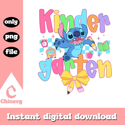Stitch happy kindergarten design png, stitch and lilo cartoon png