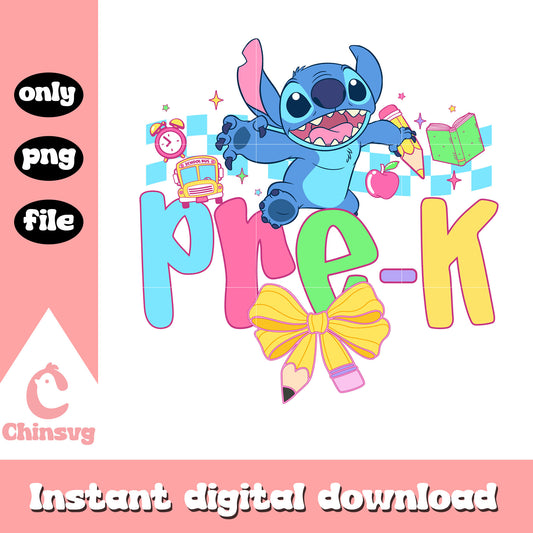 Stitch happy pre-k design png, stitch and lilo character png
