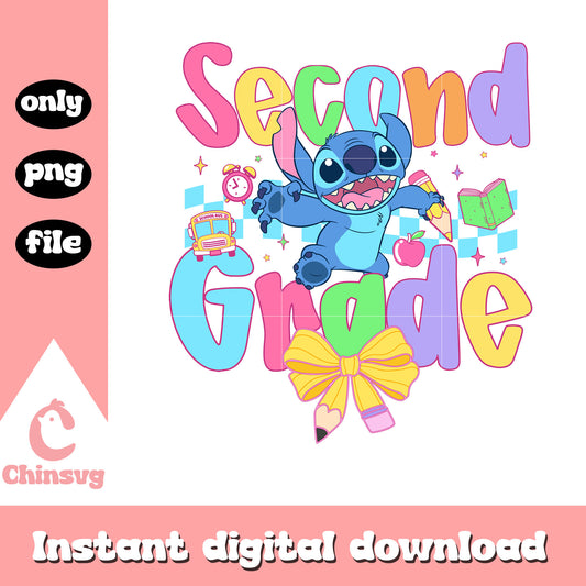 Stitch happy second grade design png, stitch and lilo film png