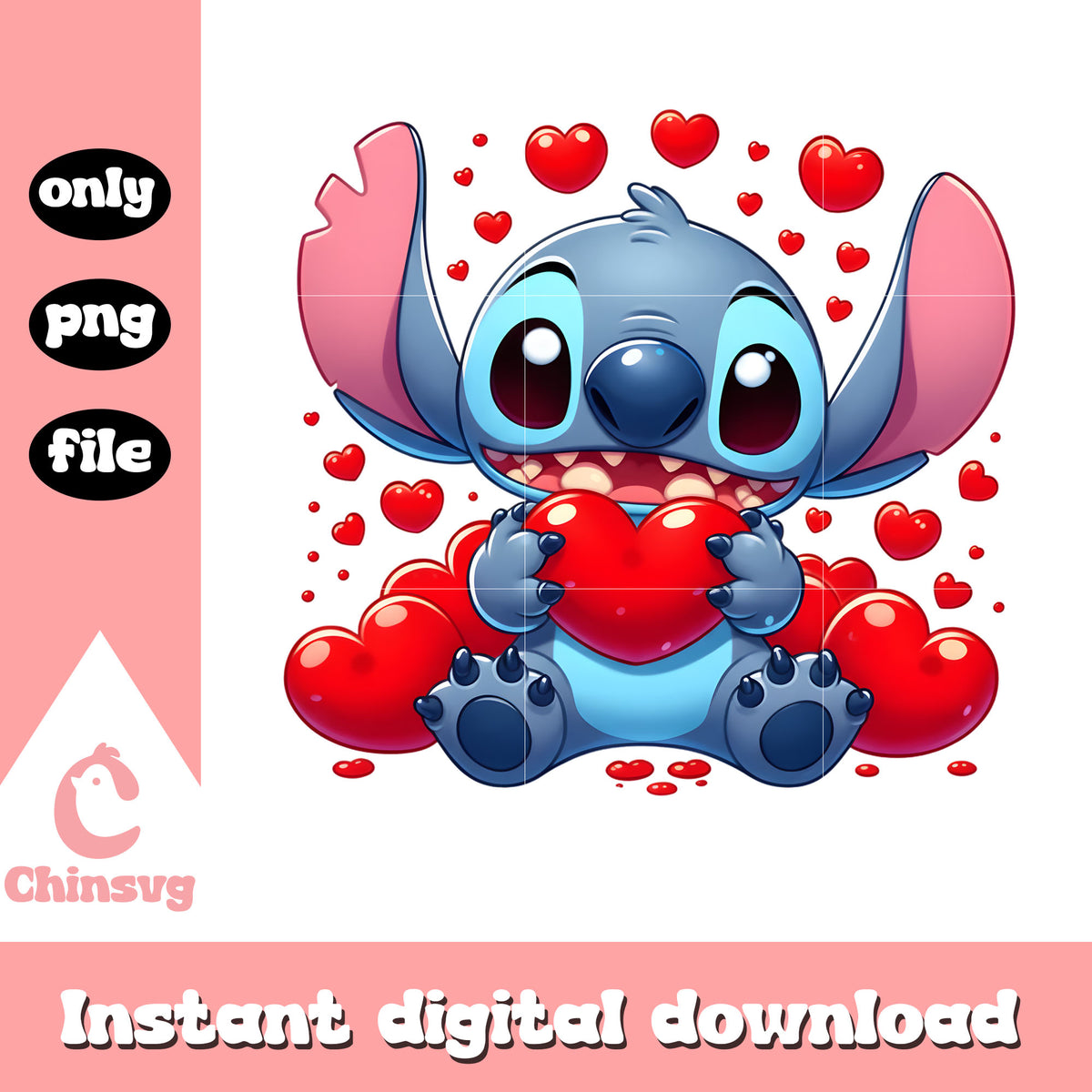 Stitch hug hearts valentine png, stitch valentine​​​ png