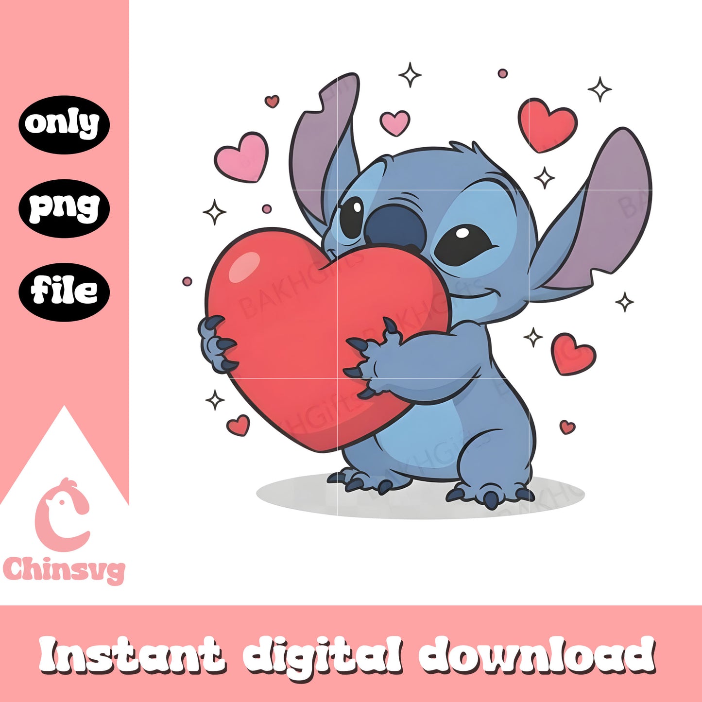 Stitch hug heart valentine png, stitch valentines day​​ png