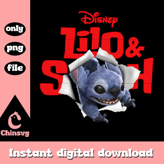 Stitch live action Tearing Through Paper png, stitch poster png