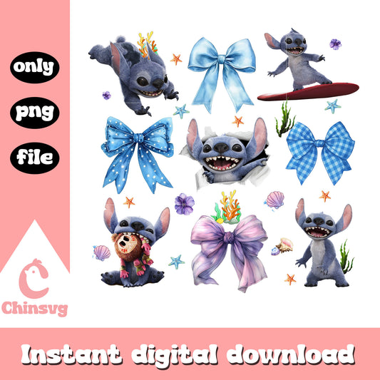 Stitch live action bow coquette png, Stitch bow coquette png