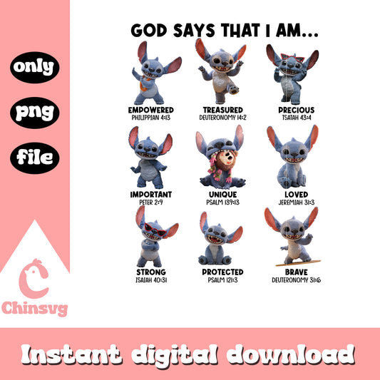 Stitch live action god says that i am png, stitch pose png