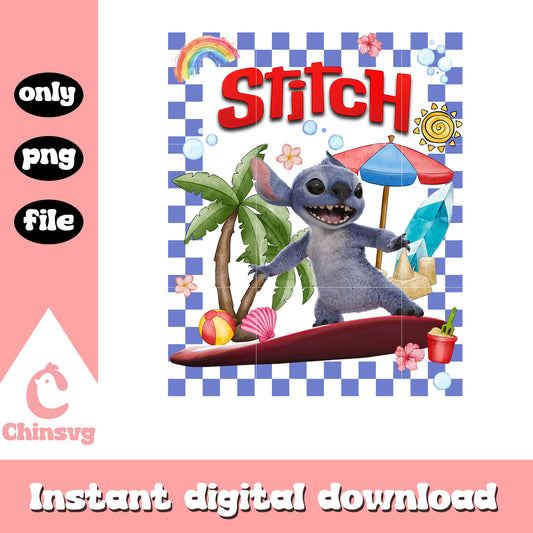 Stitch live action surfing png, stitch summer time png