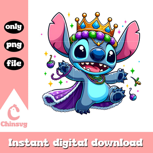 Stitch mardi gras crown png, stitch  png, mardi gras day png