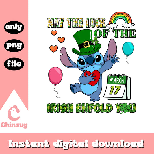 Stitch may the luck of the irish enfold png, happy saint patricks day png