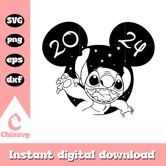 Stitch mickey head 2024 svg, mickey mouse head svg, disney stitch svg