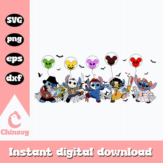 Stitch horror balloon Svg, halloween Svg, Digital Download