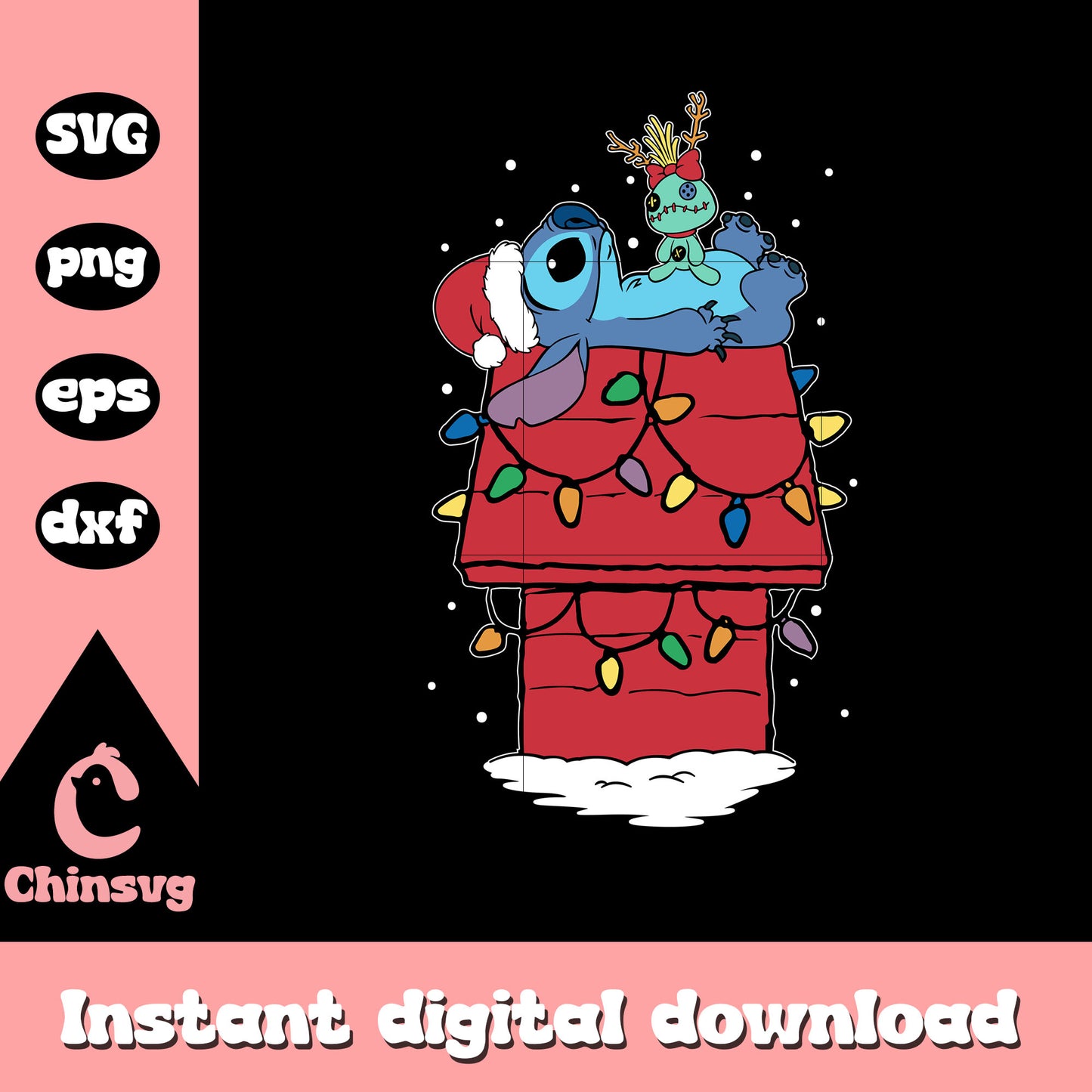 Stitch on christmas chimney  design svg, lilo and stitch svg