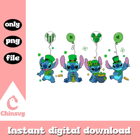 Stitch on patrick day png, disney character png, patrick png