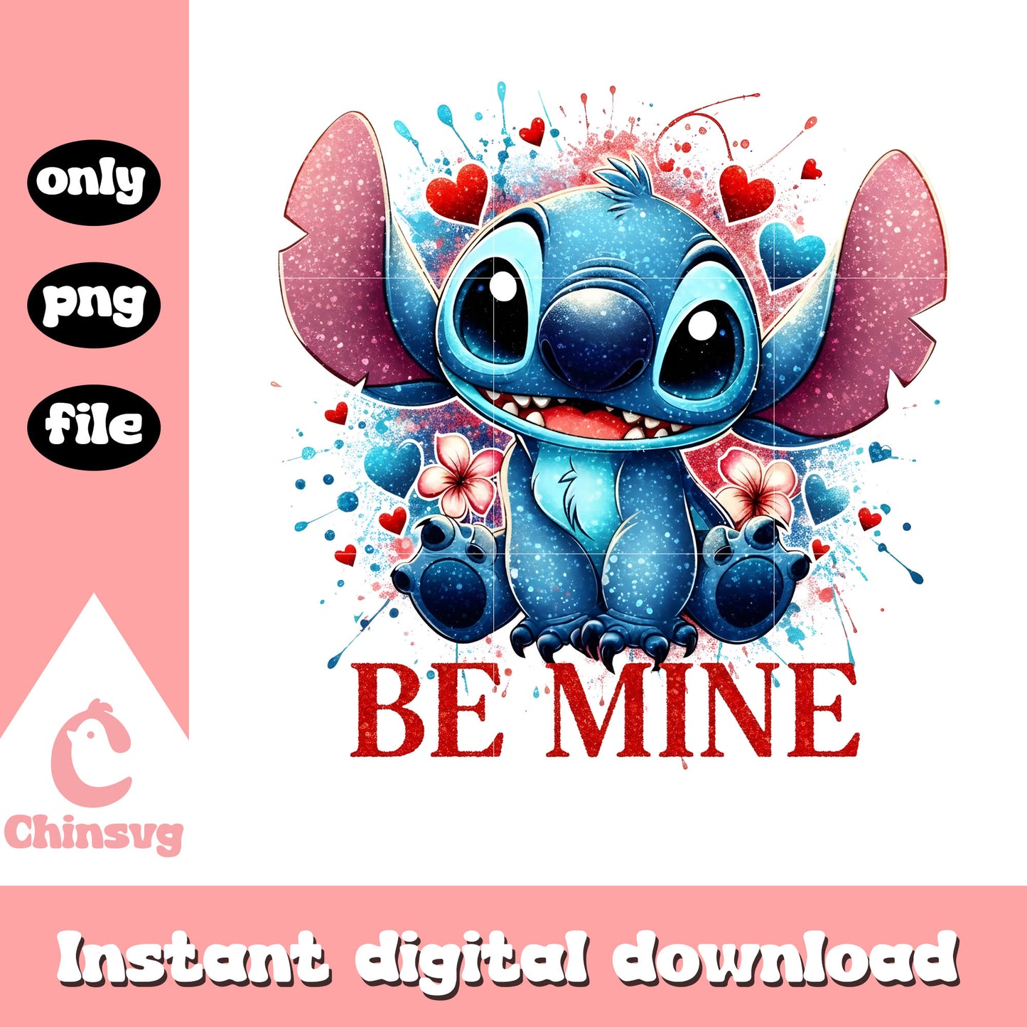 Stitch paint love valentine png, stitch valentines day​​ png