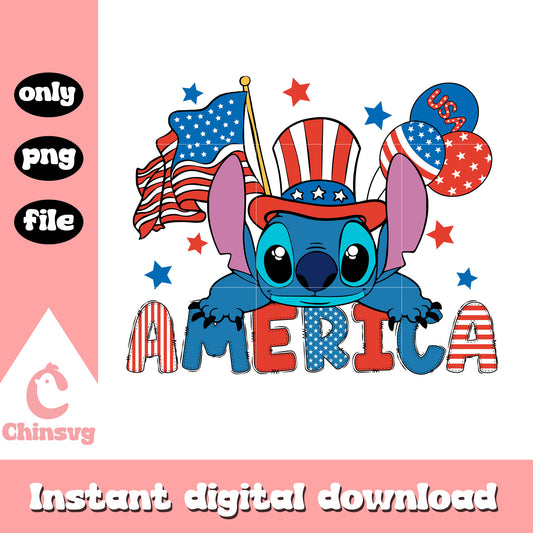 Stitch patriotic america png, stitch patriotic png, stitch png