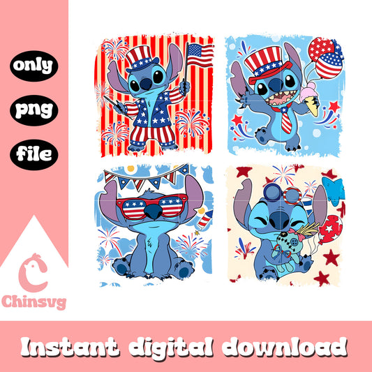 Stitch photo happy independence day png, stitch patriotic png