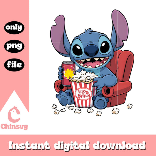 Stitch popcorn and coke cinema png, Stitch popcorn cinema png